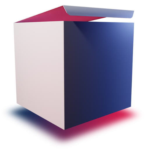 An illustration of a package box that is slightly open
