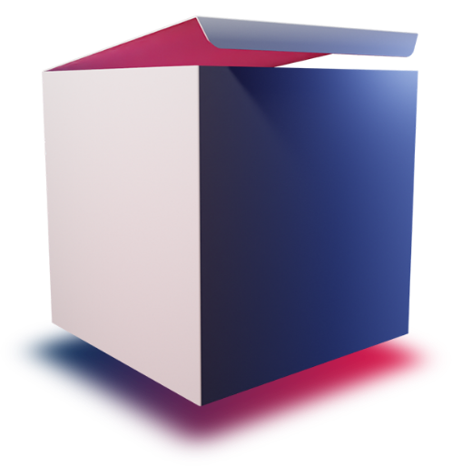 An illustration of a package box that is slightly open