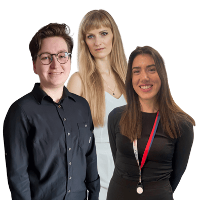 Group photo of Katsiaryna Ankuda, Anette Fossum Morken and Lovisa Johansson