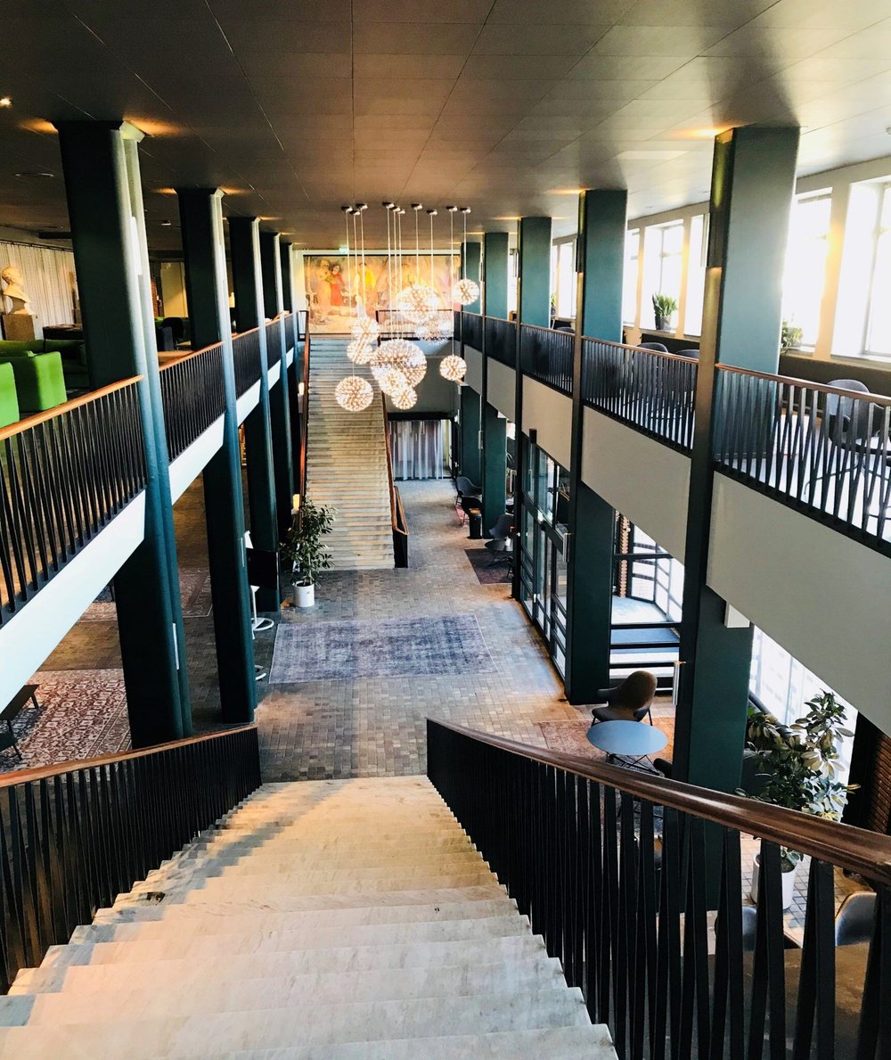 The foyer of the event venue Folk Mat & Möten, prepared for the Consafe Logistics event.