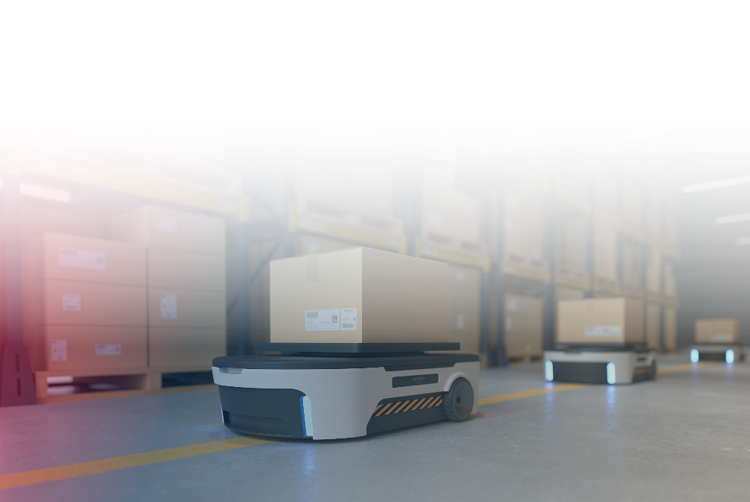 Autonomous robot transporting goods in a warehouse environment