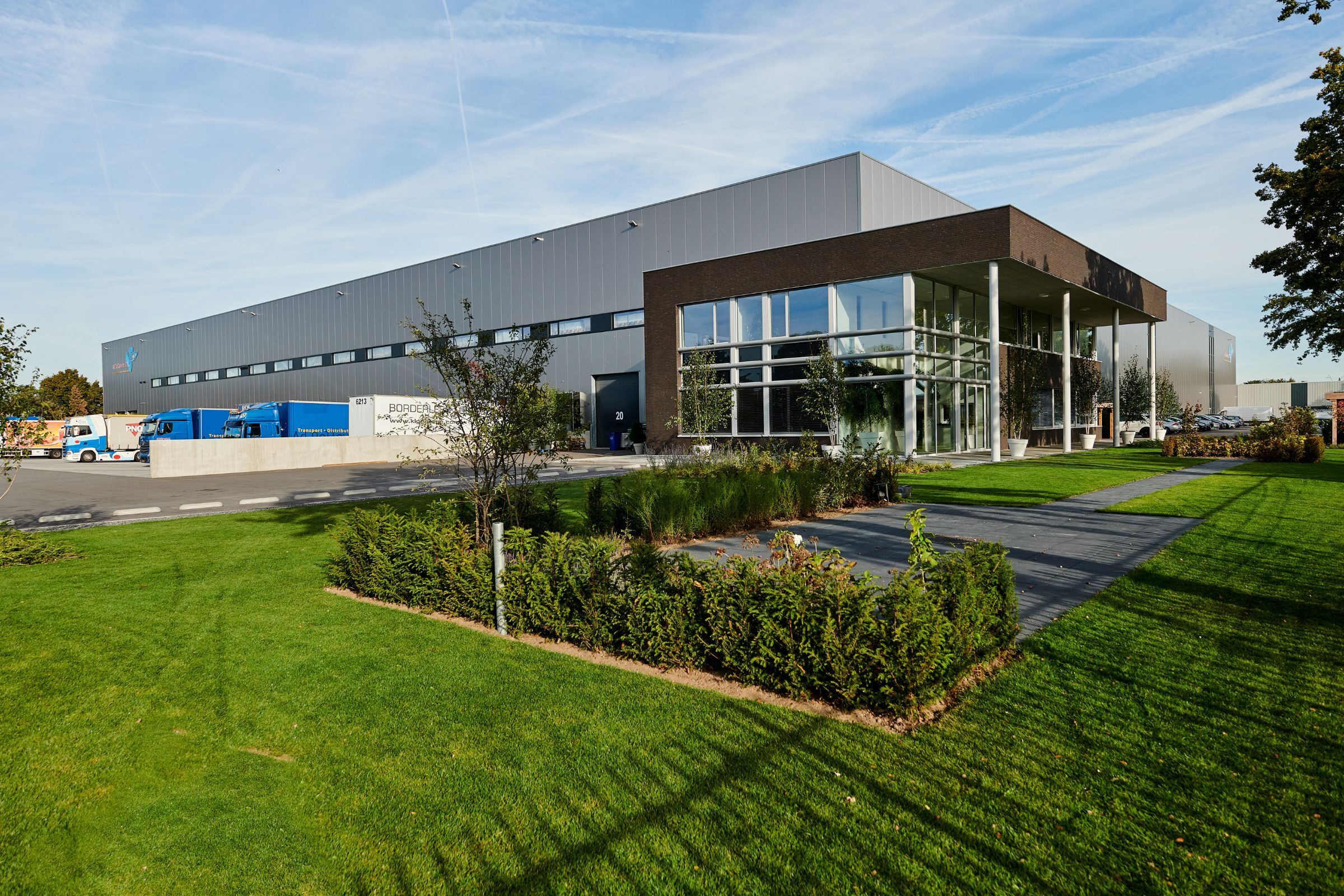 exterior view of Ad Dollevoet’s modern warehouse facility in the Netherlands
