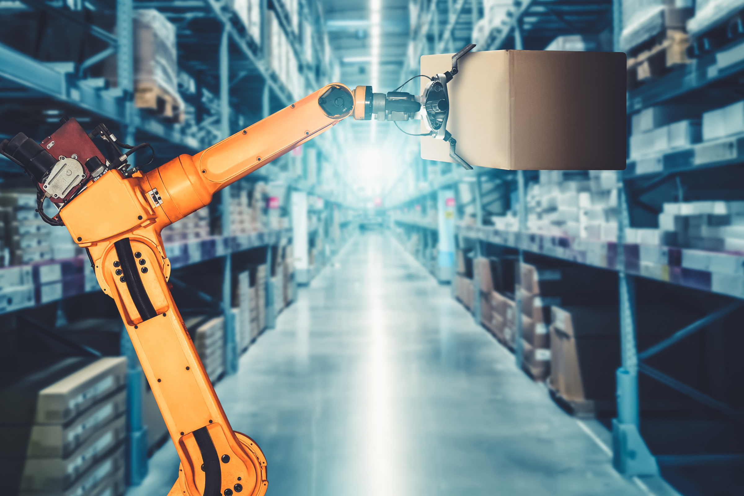 Smart robot arm system for automated warehouse system.